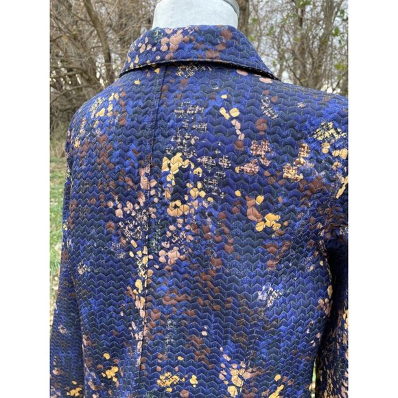 Vintage quilted Reversible Blazer Jacket Abstract blue Brown - Picture 3 of 12